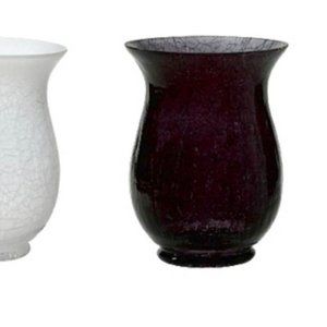TWO 5.5" Black Onyx Crackle Glass Pillar or Votive Candle Holders NWT Halloween